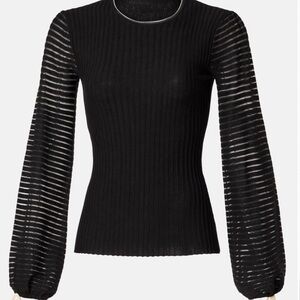 Elegant Black Ribbed Women's Top